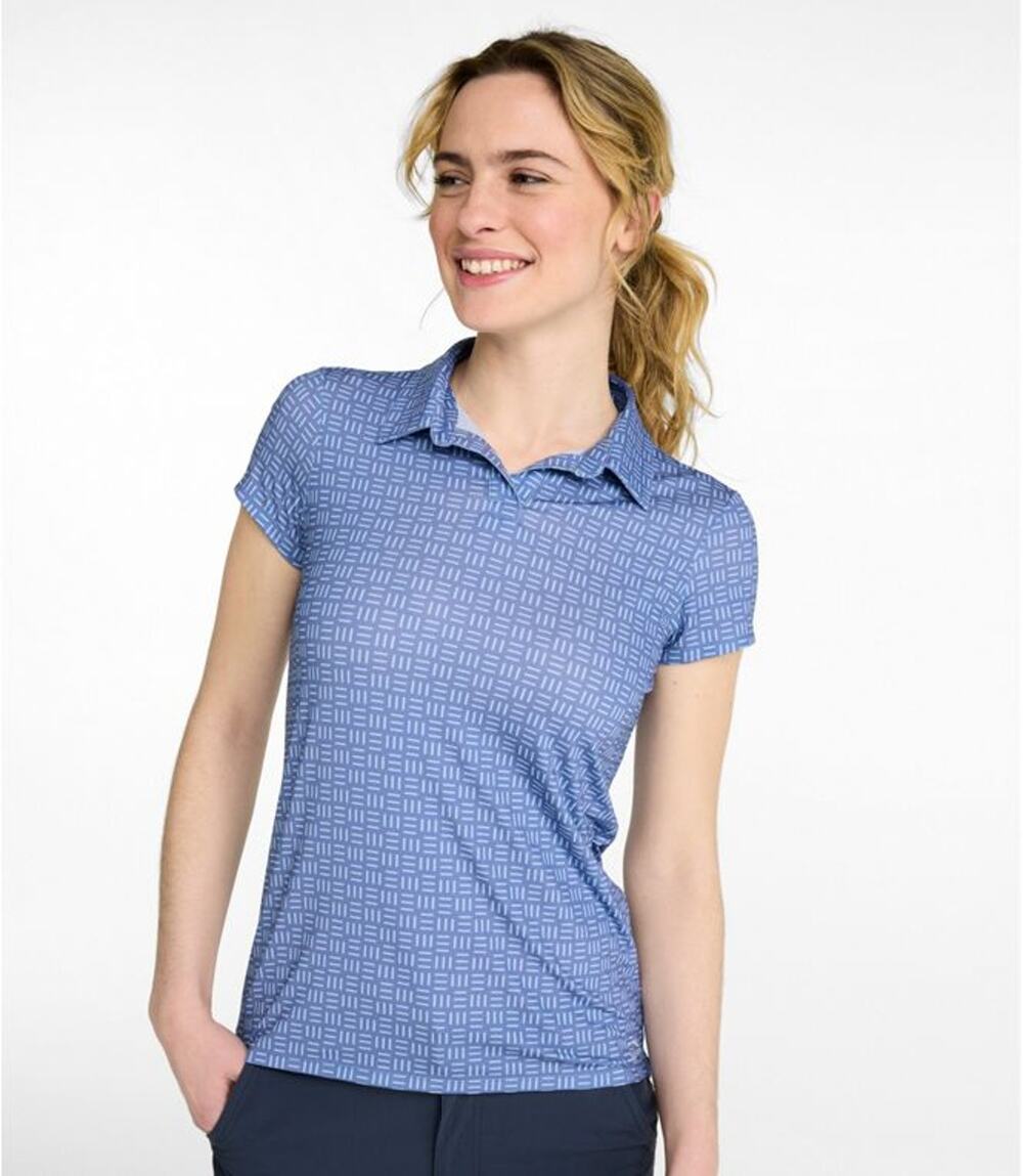 NWT L.L.Bean Women's Access Short Sleeve Printed Polo size Large